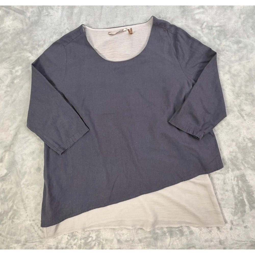 Soft Surroundings Tunic Top Women's Large  Linen Blend Asymmetrical  Lagenlook